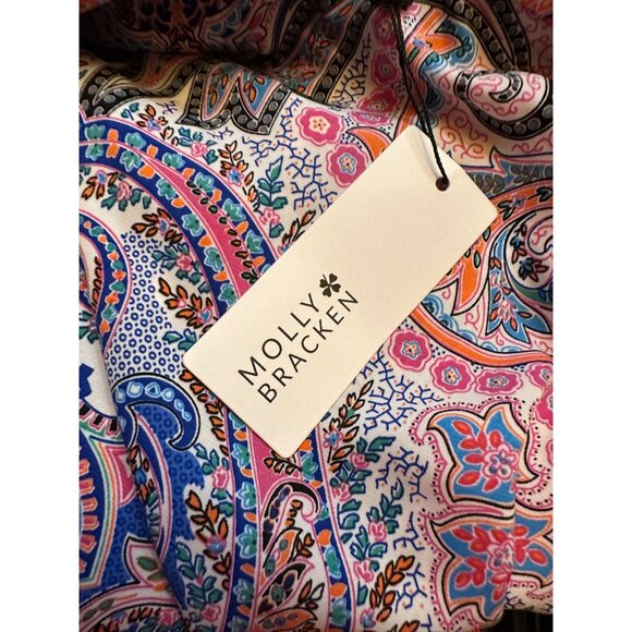 Molly Bracken Ladies Woven Long Backless Dress Multicolor Paisley XL Ruffle Hem - Picture 9 of 10